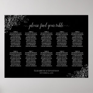 10 Tableau Mariage Places Argent et Noir