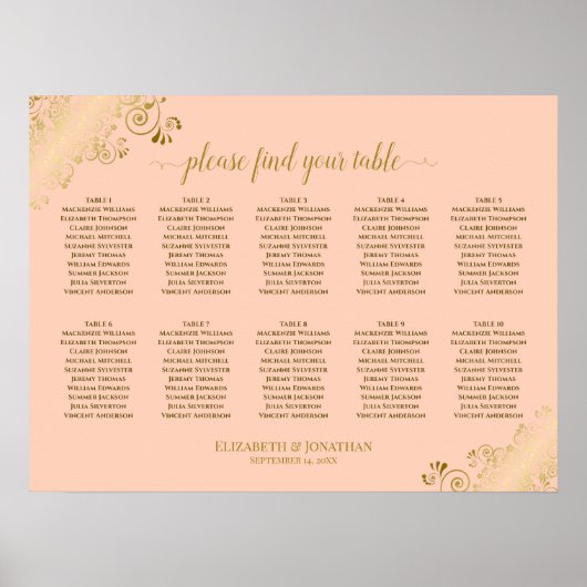 10 Tableau Mariage Planche de corail et or (Devant)