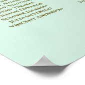 10 Tableau Mariage Plat Mint Vert & Or (Coin)