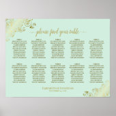 10 Tableau Mariage Plat Mint Vert & Or (Devant)