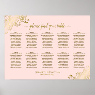 10 Tableau Mariage Plat Rose & Or