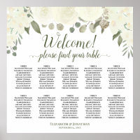 10 Tableau Sièges Mariages de roses blanches ivoir