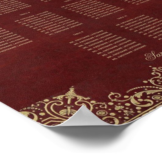 10 Tableaux Mariage Bourgogne et Or Tableau de siè (Coin)