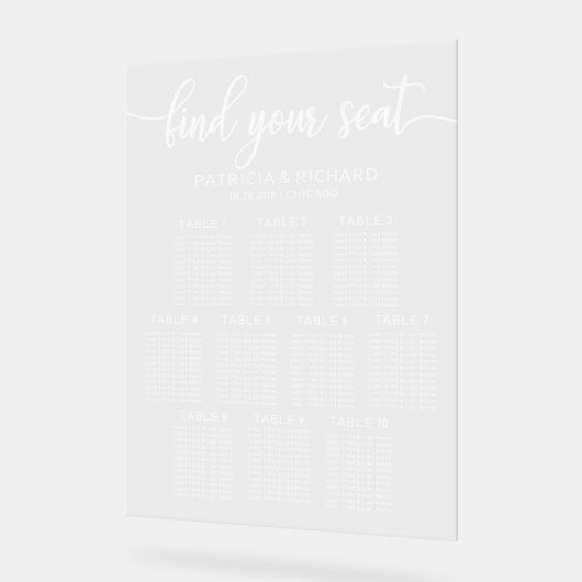 10 Tableaux Mariage Tableau de sièges (Angle)