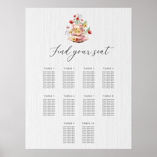 10 tableaux - Poster de la carte de siège de la fê (Devant)