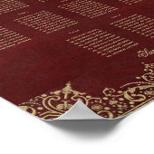 10 Tables Burgundy and Gold Wedding Seating Chart Poster (Hoek)