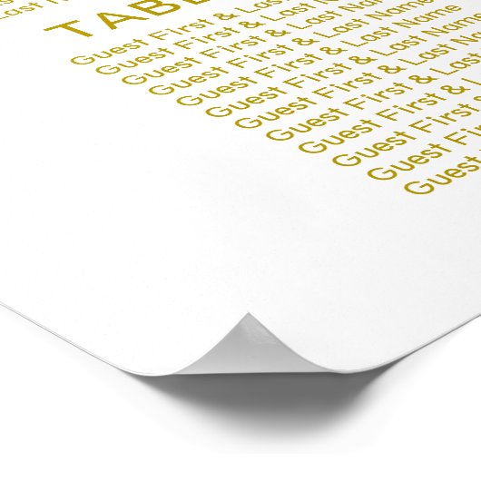 10 Tables Mariage Tableau de siège Gold Calligraph (Coin)