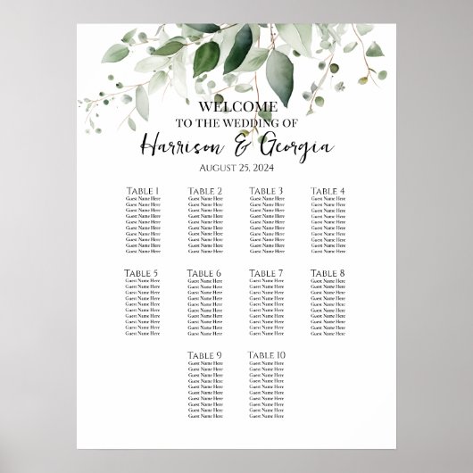 10 tables verdure élégant tableau de sièges de mar (Devant)