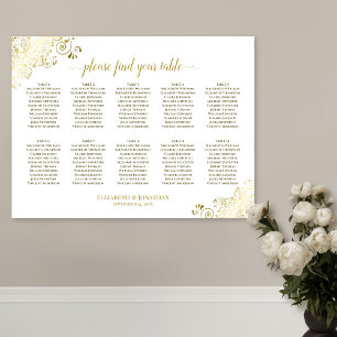 10 Tafel-weddenschappen Wit- en goudvriendjes Poster