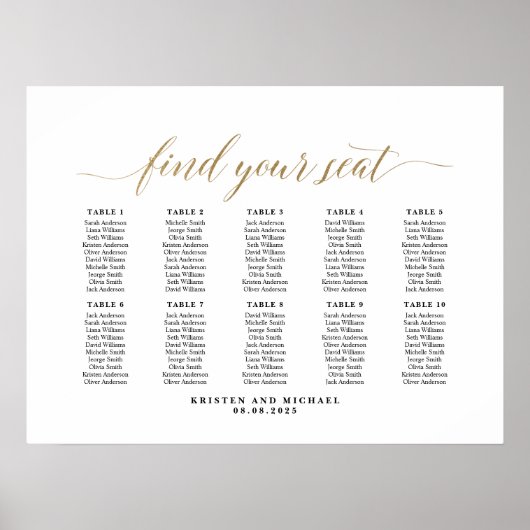 10 Tafels Classy Vind uw zitplaatskaart Poster (Voorkant)