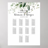 10 tafels groen elegante bruiloft zitgrafiek poster (Voorkant)
