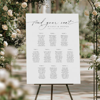 10 Tafels Welkom Zitplaatskaart Modern Schrift Poster