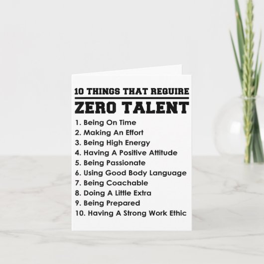 10 Things That Require Zero Talent Motivational  Kaart (Voorkant)