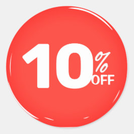 10% Tien procent korting op verkoop Ronde Sticker
