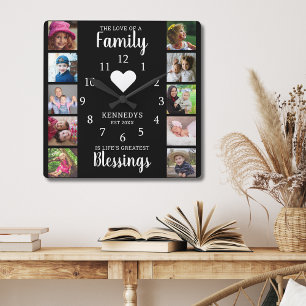 10 Vierkante Foto Collage Familie Quote Zwart Wit Klok