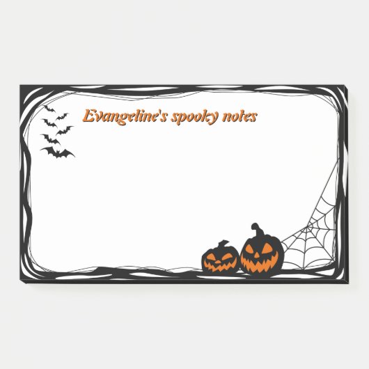 10 "x6" Vleermuizen, pompoen en spinnenweb Post-it® Notes (Voorkant)