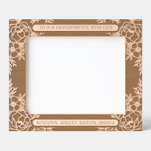 10 "x8" voor grootouders met liefde Bloemenrand Gegraveerde Lijstjes (Voorkant)