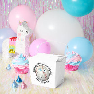 10 x Custom Baseball Party BLUE EYES Happy Face Bedankdoosjes