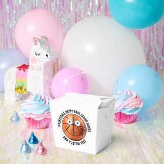 10 x Custom Basketbal Party BLUE EYES Happy Face Bedankdoosjes