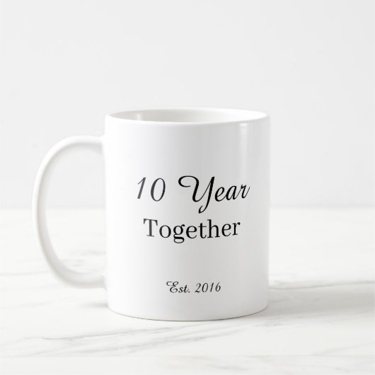 10 Year Anniversary Mug -First Wedding Anniversary (Gauche)