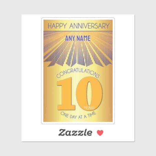 10 Year | Golden Ray 12 Step CUSTOM NAME Sticker (Vel)