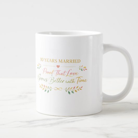 10 Years Married Elegant Anniversary Mug Gift (Droite)