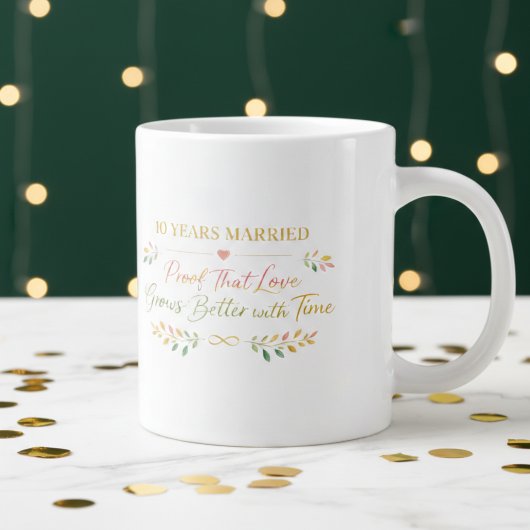10 Years Married Elegant Anniversary Mug Gift Extra Grote Beker