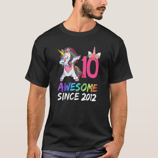 10 Years Old Unicorn Dabbing 10th Birthday Girl Un T-shirt (Voorkant)
