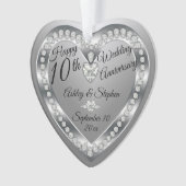 10de Jubileum van het huwelijk Silver Diamonds Fot Ornament (voorkant)