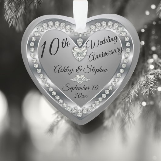 10de Jubileum van het huwelijk Silver Diamonds Kee Ornament