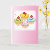 10de Verjaardag Cupcakes, Roze Kaart (Gele Bloem)