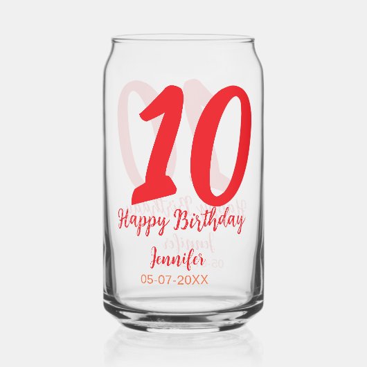 10e anniversaire ajouter nom date année rouge modè (Recto)