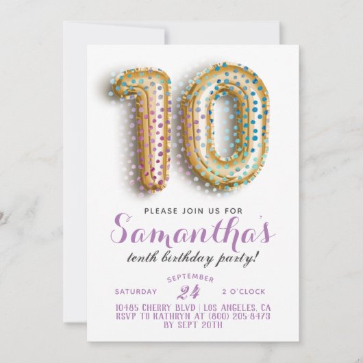 10e anniversaire Confetti Invitation (Devant)