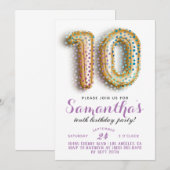 10e anniversaire Confetti Invitation (Devant / Derrière)