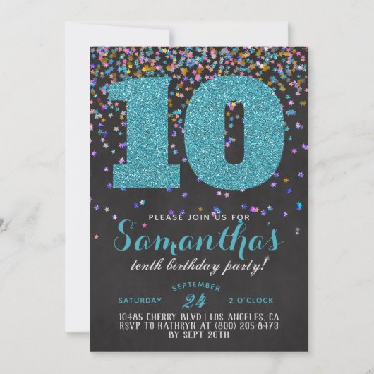 10e anniversaire Confetti Invitation (Devant)