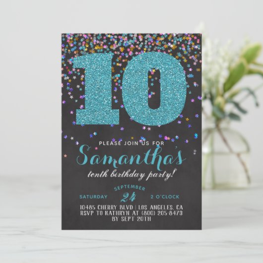 10e anniversaire Confetti Invitation (Debout devant)