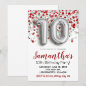 10e anniversaire Confetti Invitation (Devant / Derrière)
