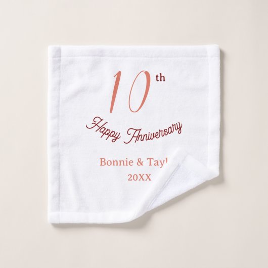 10e anniversaire de mariage nom pastel pêche rétro (Gant de toilette)