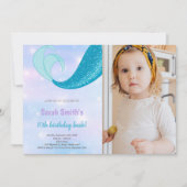 10e anniversaire de sirène Invitations avec photo (Devant)
