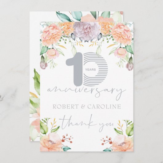 10e anniversaire du Mariage Merci floral (Devant / Derrière)