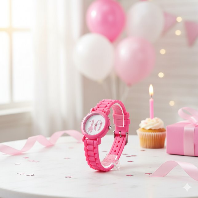 10e anniversaire fille montre de la mâchoire rose (Créateur téléchargé)