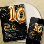 10e anniversaire Gold Black Invitation
