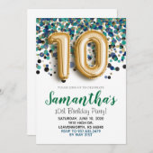 10e anniversaire Gold Confetti Invitation (Devant / Derrière)