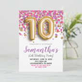 10e anniversaire Gold Confetti Invitation (Debout devant)