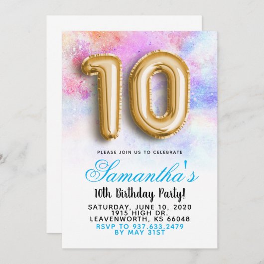 10e anniversaire Gradient Invitation (Devant / Derrière)