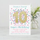 10e anniversaire Invitation Double chiffres Annive (Debout devant)
