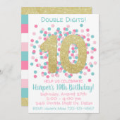 10e anniversaire Invitation Double chiffres Annive (Devant / Derrière)