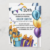 10e anniversaire Invitation Parties scintillant d' (Devant / Derrière)