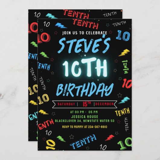 10e anniversaire Invitation Party (Devant / Derrière)