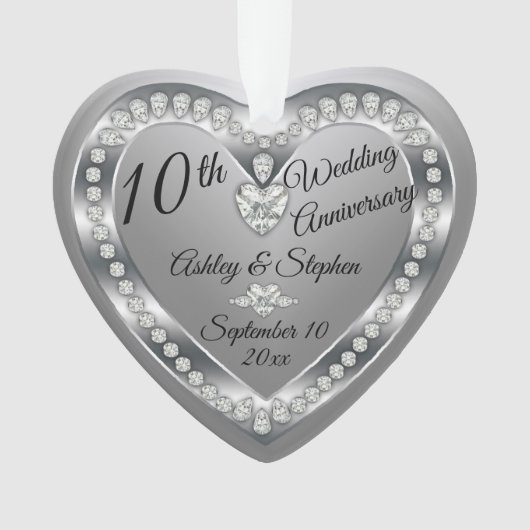 10e anniversaire Mariage garde diamants d'argent (devant)